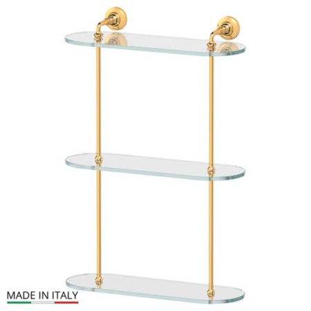 Three -tier shelf, width 40 cm, glass, gold