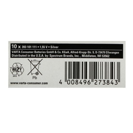 Battery VARTA Silver Oxide, 393 - 1bl, 1.55 V, blister, 1 pc.-3