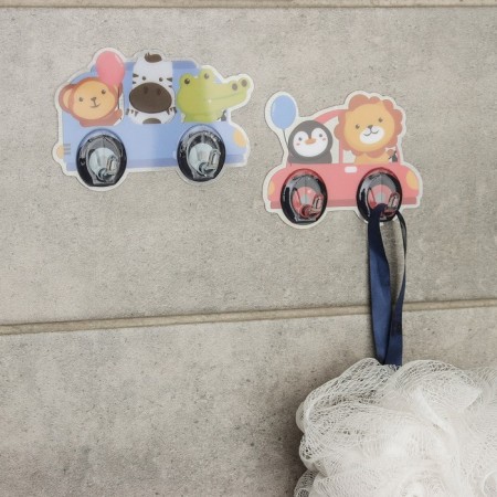 A set of double hooks of self -adhesive "animals", 2 pcs, drawing mix-2