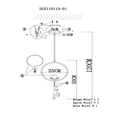 Suspension EVOLUCE. Sle115113-01. Tenato. 1x60 W, E27, 25x25x25 cm, white color-8