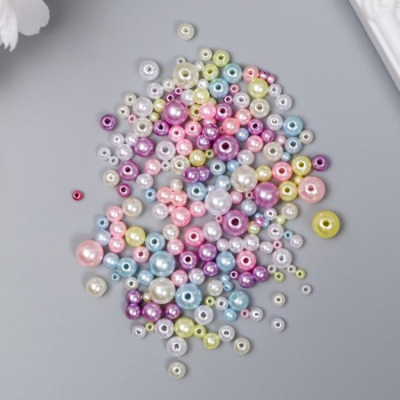 Beads for creativity plastic "Round. Assorted Makarun" d = 3-8 mm, set 10 grams