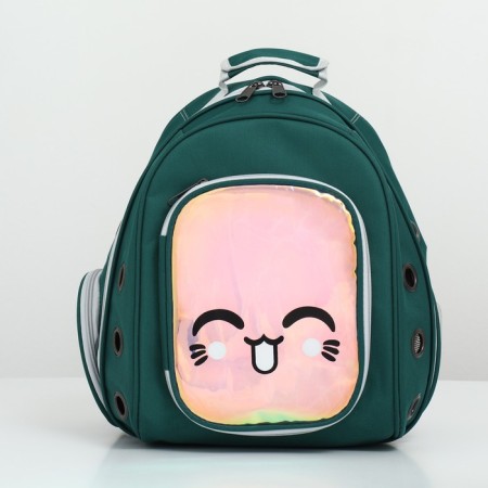 A backpack for carrying animals with a viewing window, green-2