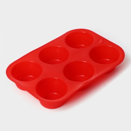 The form for baking is the “figure. Circle ”, silicone, 21.5 × 14.5 cm, 6 cells (5.7 × 5.7 × 3 cm), color mix-4