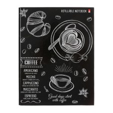 Notebook on rings of 80 sheets in the Caffe Nero cage, with shift block, solid cover, glossy lamination, block 60 g/m2