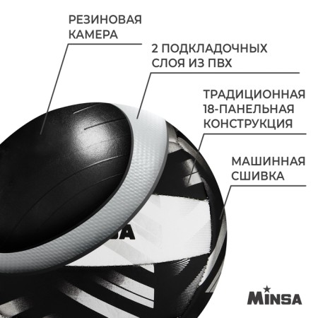 Volleyball Minsa Play Hard, PVC, machine stitches, 18 panels, p. 5-2