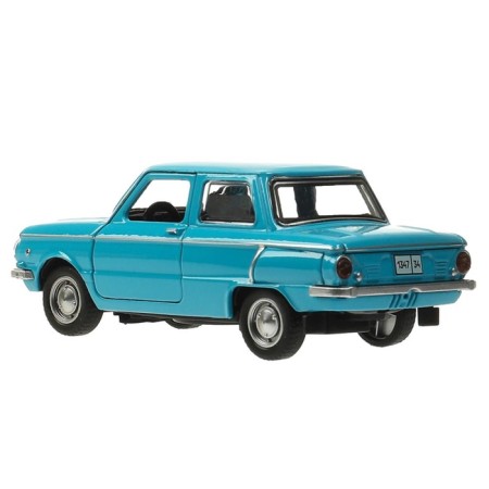 Metal machine "ZAZ -968A", retro - model "Zaporozhets", doors, trunk, inertia, 12 cm blue are opened-2