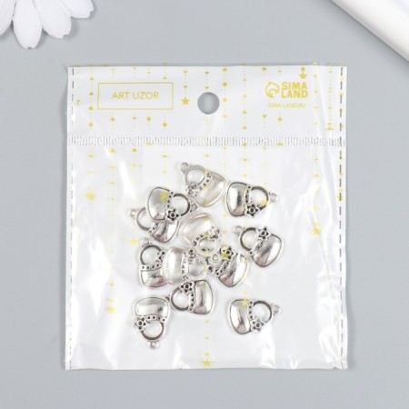Decor for creativity Metal "Bag with flower" set 12 pcs silver 1.3x1.9 cm-3