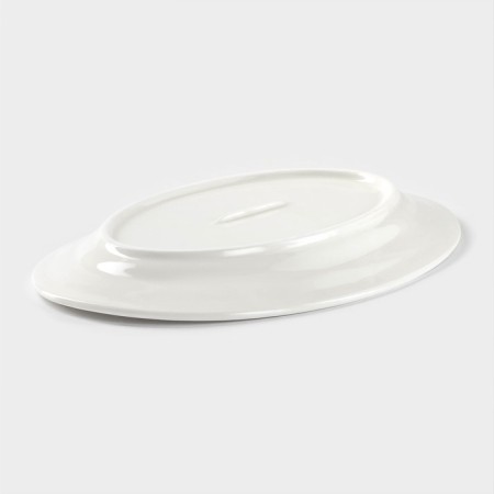 Oval porcelain dish with a thickened edge of the White Label shares, 25.5 × 17 × 2 cm, white color-2