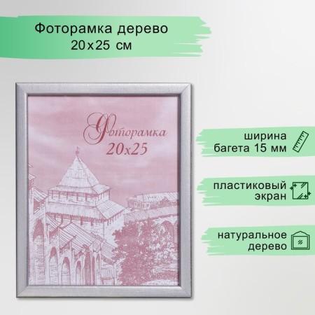Photo frame pine С19 silver 20x25 cm (plastic screen)