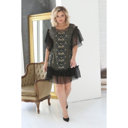 Women's dress, size 54, black color, gold-7