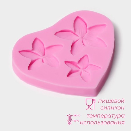 Mold Dolyana "Plumeria", silicone, 9 × 8 × 0.8 cm, pink color-1