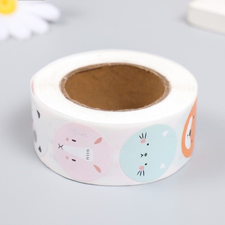 Stick Paper "Beast - Round Muzzles" D = 2.5 cm 500 pcs in a roll 3x6.5x6.5 cm-2