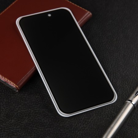 Protective glass for the iPhone 15 Pro, Antishpion, 9h, 0.33 mm, black frame