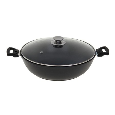 Steel "Tradition", D = 30 cm, glass cover, removable handles, anti -stick coating, black color-6