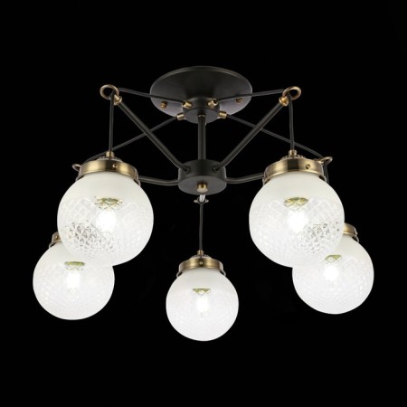 Ceiling EVOLUCE lamp. Sle110302-05. Stricce. 5x60 watts, E27, 59x59x36 cm, black color, bronze-1