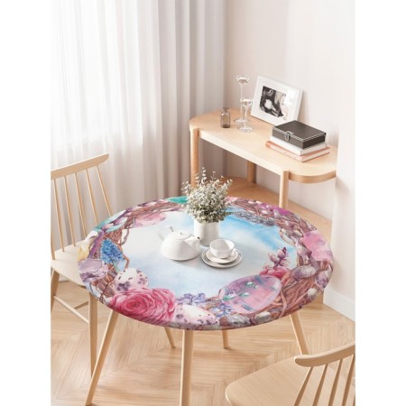 The tablecloth "Easter wreath", round, oxford, elastic band, size 120x120 cm, diameter 75-100 cm-2
