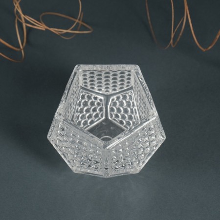 Glass of Glass for 1 candle "Dodecahedron" Transparent 6x8x7.5 cm-4