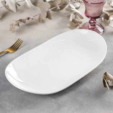 Oval porcelain oval porcelain, 33 × 18.5 cm, white color-1