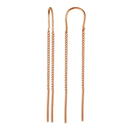 Earrings hanging "strings", pink gilding