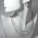 Set 2 objects: earrings, necklace "Waterfall" three threads, white color in silver, 44 cm