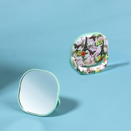 Pocket mirror “pattern”, with a stand, 8 × 8 cm, green color-1