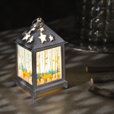 Светодиодная фигура «Фонарь с оленем» 6 × 13 × 6 см, пластик, батарейки AG13х3, свечение тёплое белое