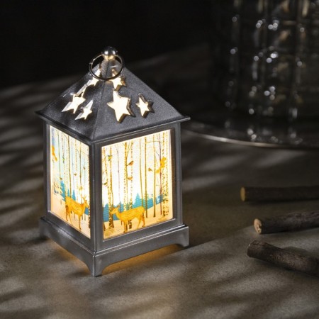 LED figure "Lantern with a deer" 6 × 13 × 6 cm, plastic, batteries AG13x3, glow warm white