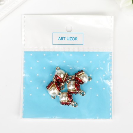 Decor for creativity metal, enamel, rhinestones "God's cow" 2x1.3 cm-2