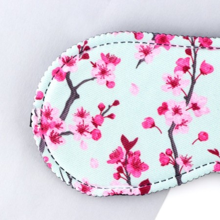 Mask for sleep "Blossoming Cherry", 19.3 x 9.5 cm, blue color-1
