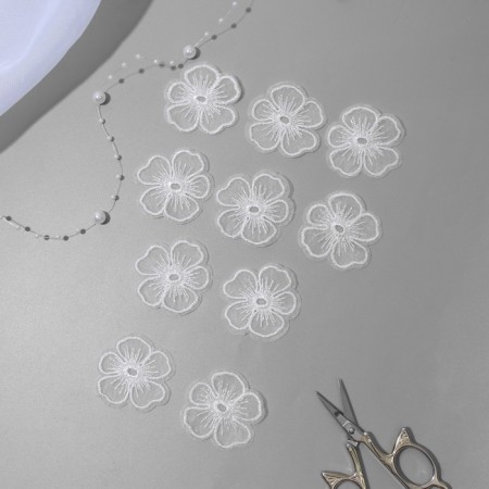 Knitted elements "Flowers", 4.2 × 4 cm, 10 pcs, white/chameleon color-1