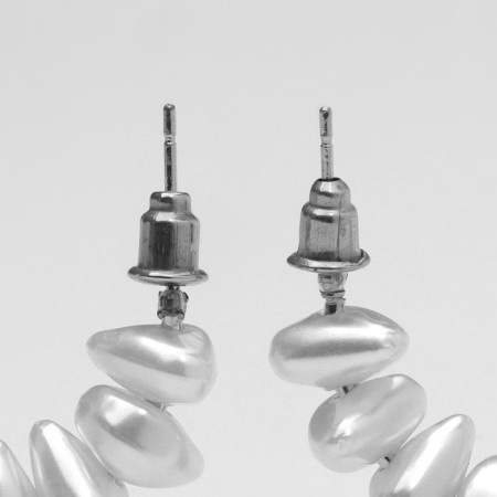 Earrings with pearls "bead" crescent, color silver-2