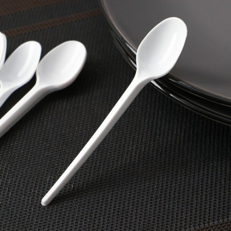 A set of plastic disposable spoons of tea, 12.5 cm, 12 pcs, white color