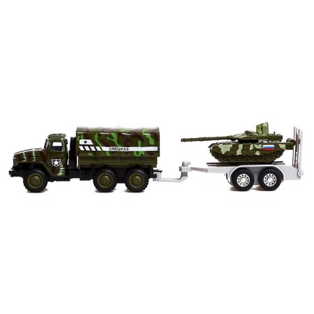 Metal truck "Ural" Army with a trailer ", inertia, scale 1:43, green color-5