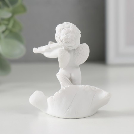 Polystone souvenir "Snowty angel with a violin on the leaf" 6.2x6.4x3.3 cm-2