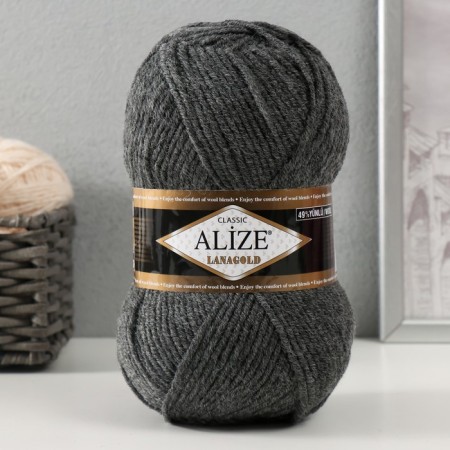 Yarn "Lanagold" 51% acrylic, 49% wool 240m/100g (182 medium-gray chalk.)