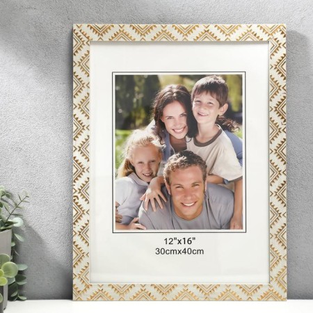 Photo frame plastic 30x40 cm "Golden Indian patterns on gray-beige" 43.5x33.7 cm