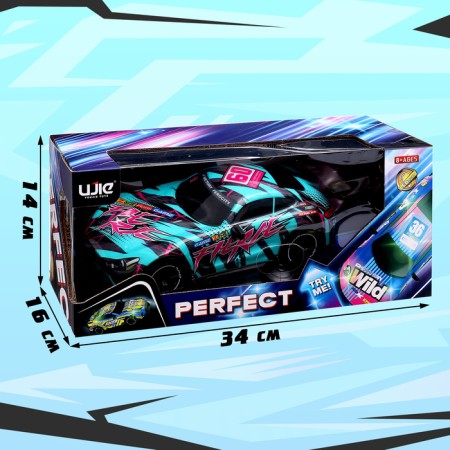Radio controlled car Perfect, light effects, works on batteries, turquoise color-8
