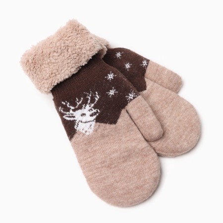 Women's mittens, beige color, size 18-20 (7-8)-4