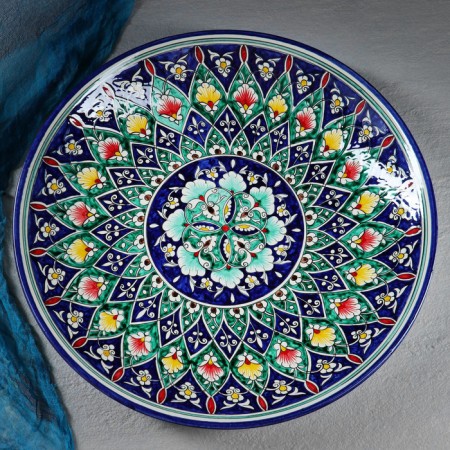 Largan Rishtan ceramics "Flowers", 41 cm, blue