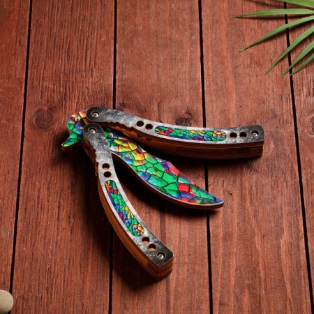 Wooden souvenir "Butterfly knife" multi -colored-2