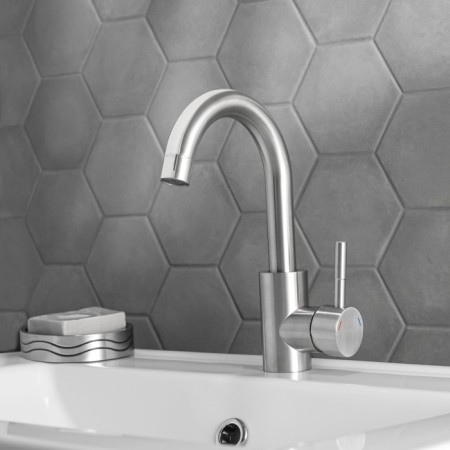 Mixer for the sink RMS SUS124-001F-1, single-leaf, ceramic cartridge d = 35 mm, satin-1