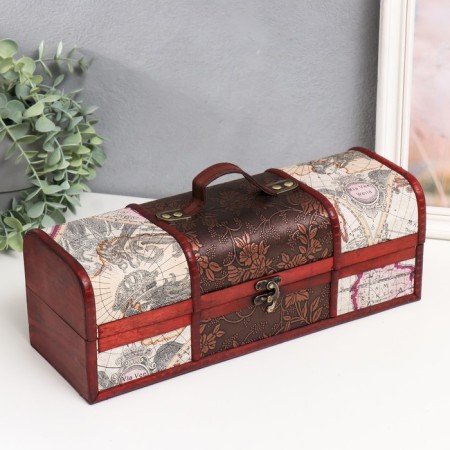 Casket Wood for a bottle "Travel and roses" 12.5x35x13.5 cm-1