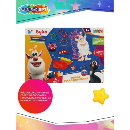 Buba modeling dough, 6 colors, 6 molds