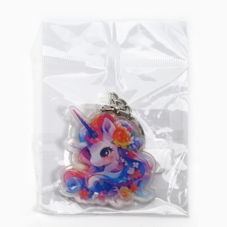Key keychain holographic "unicorn", 5 x 4.5 cm-5