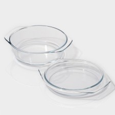 Poster of heat -resistant glass for baking the fuel, 2 l, 25.5 × 22 × 6.2 cm, with a lid