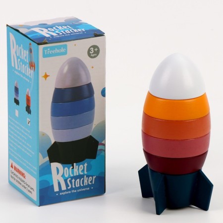 Wooden Pyramid "Rocket" 7 × 7 × 17 cm-6