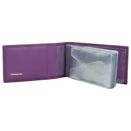 Case for business cards with Purpur plastic unit, matte leather, purple color-1