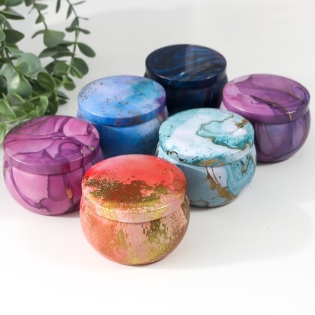 Casket Metal Round "Colored Marble with Golden Cracks" MIX 5x7x7 cm-1