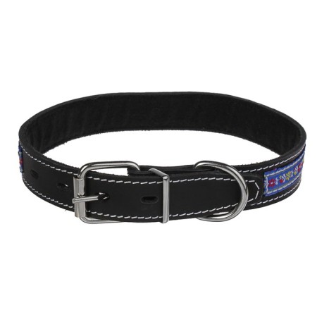 Leather collar with synthetic winterizer, with braid, 49-58 x 3 cm, mix-1