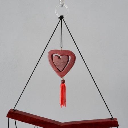 Wind music metal, tree "Double Heart" 7 tubes 72x19 cm-3